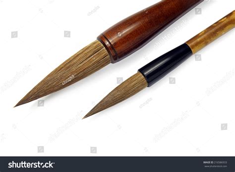 Japanese Writing Brushes Isolated On White Background Stock Photo