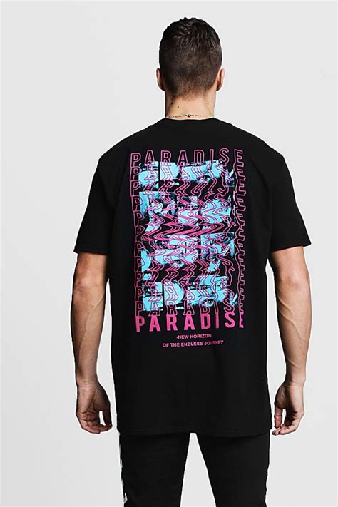 Oversized Paradise Front Back Print Tee Boohooman Uk Streetwear Tshirt Design Shirt