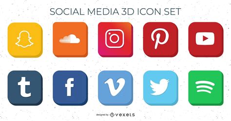 Paquete De Iconos De Redes Sociales En 3d De Alto Detalle Descargar
