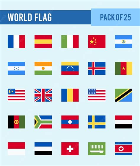 Premium Vector 25 World Flags Square Icons Pack Vector Illustration