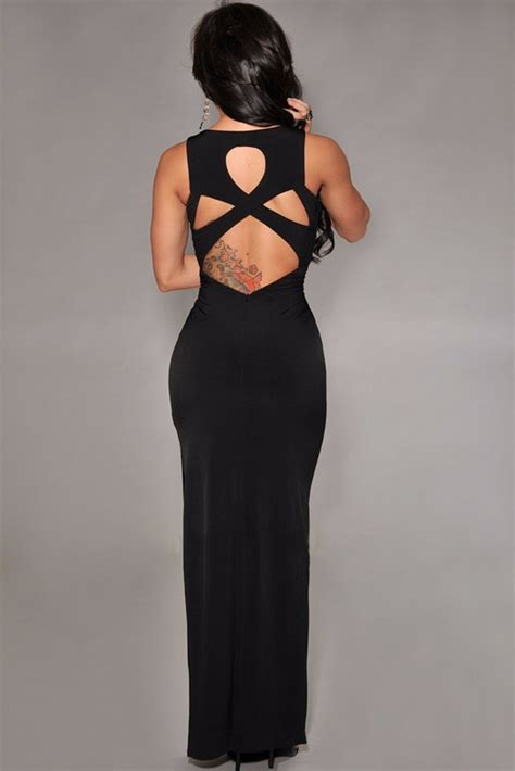 Sexy Vestido Negro Largo Tirantes Espalda Y Abertura Pierna 52000 En Mercado Libre