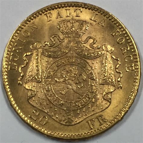 1875 Belgium 20 Francs Gold Coin