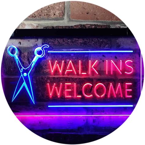 Barber Salon Hair Cuts Walk Ins Welcome Led Neon Light Sign