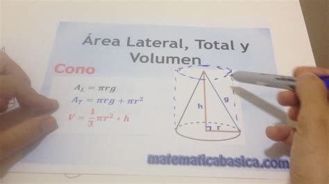 Area Lateral Total Y Volumen Cono Matemática Básica Youtube