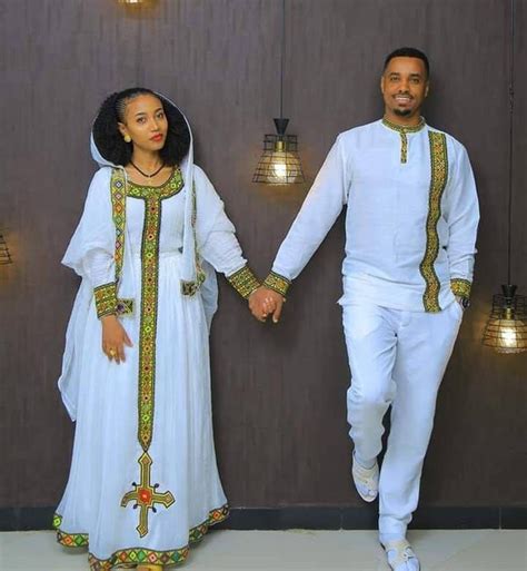 Eritrean And Ethiopian Couple Habesha Traditional Dress