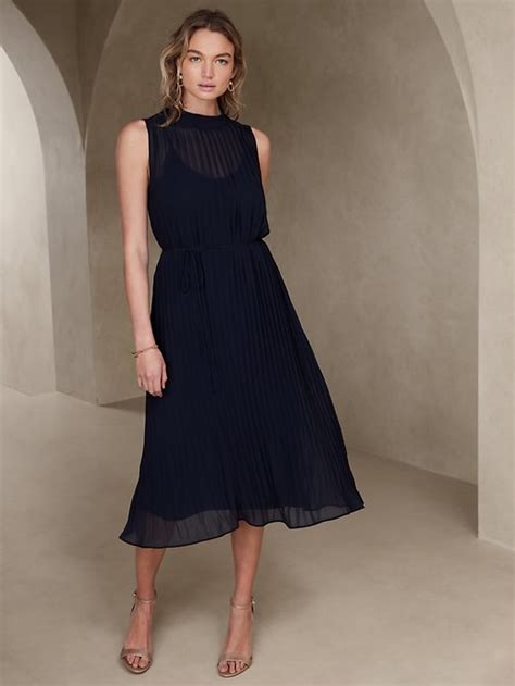 Pleated Midi Dress Banana Republic Factory