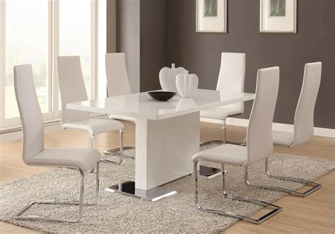 Monty White Lacquer Dining Set Collection Las Vegas Furniture Store