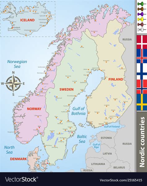 Map Nordic Countries Royalty Free Vector Image