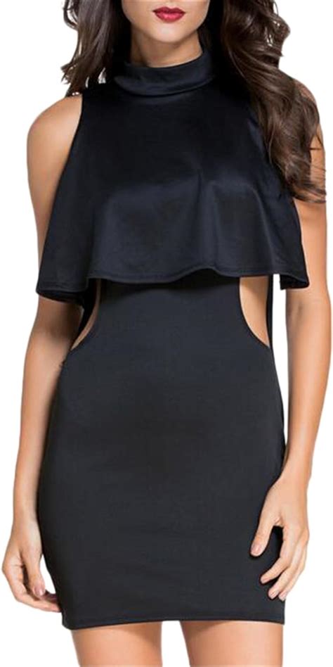 Women S Fashion Backless Turtleneck Bodycon Mini Dress Amazon Ca