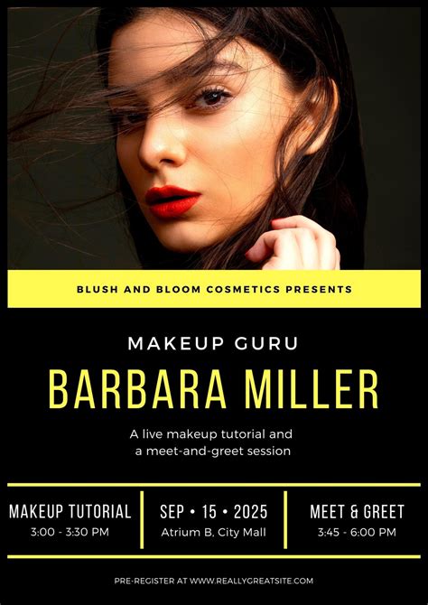 Black And Yellow Modern Beauty Makeup Poster Templates By Canva