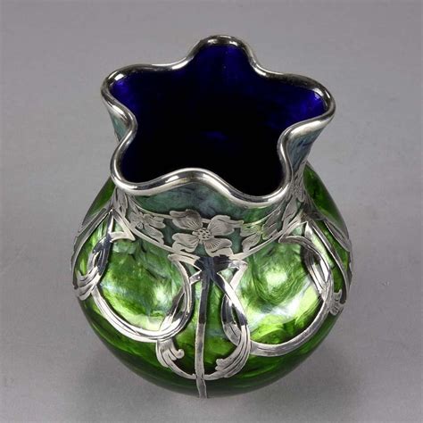 Art Nouveau Silvered Titania Glass Vase By Johann Loetz At 1stdibs