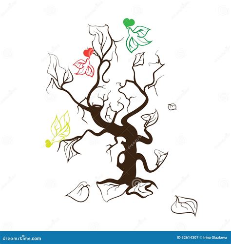 Silhouette Of A Tree And Doves Stock Vector Illustration Of Sign