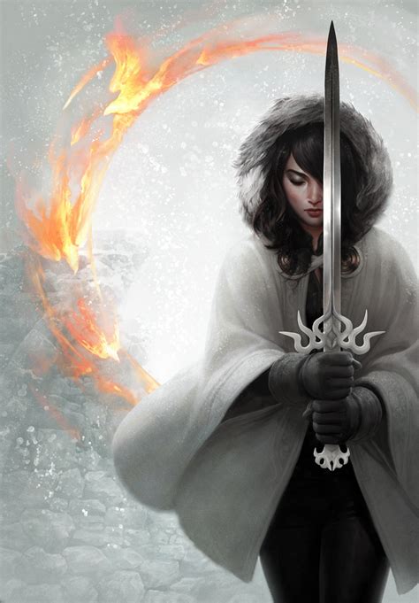 Fantasy Sword Girl Warrior Snow Fire Bird Wallpapers
