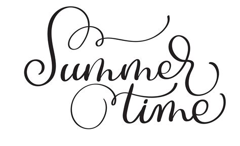 Text Summer Time On A White Background Calligraphy Lettering Vector