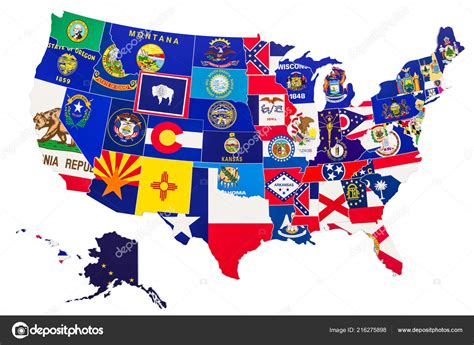 The united states of america (usa), for short america or united states (u.s.) is the third or the fourth largest country in the world. United States America Map State Flags Rendering Isolated ...