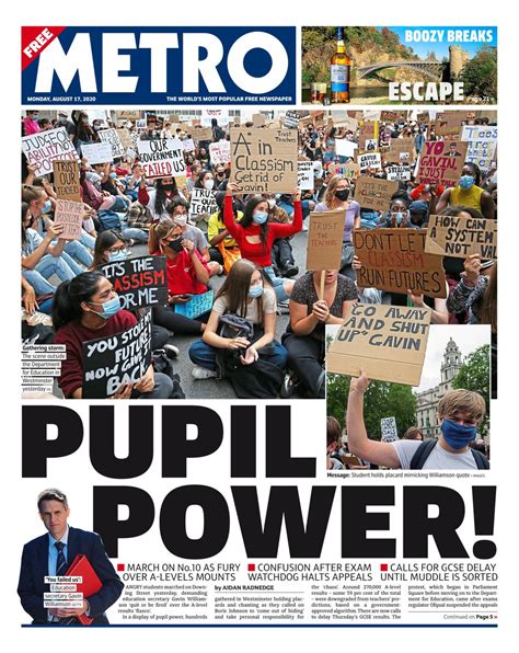 Metro Front Page 17th Of August 2020 Tomorrows Papers Today