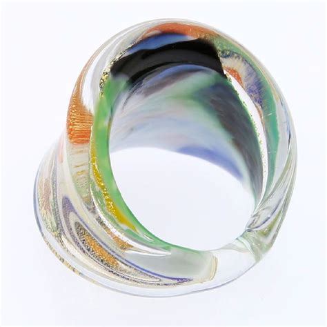 Murano Rings Millefiori Lattimo Golden Ring In Flat Design