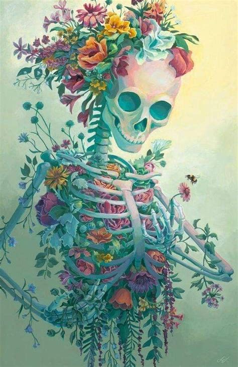 Pin By Mae Stinger On Gotika Skeleton Flower Art Painting Anatomy Art