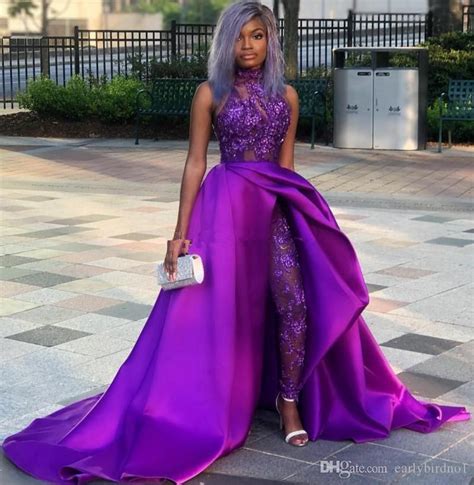 Shop lingerie in your size by clicking on your band size and cup size. Sexy Purple Sequined Overskirt Jumpsuit Prom Dresses High ...