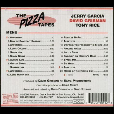 The Pizza Tapes Jerry Garcia And David Grisman Jerry