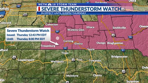 Severe Thunderstorm Watch Issued For All Of The Southern Tier Until 800pm