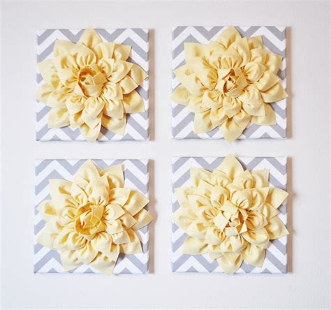 Are you been searching for approaches to decorate your space? Wall Decor SET OF FOUR Light Yellow Dahlias on Gray and White