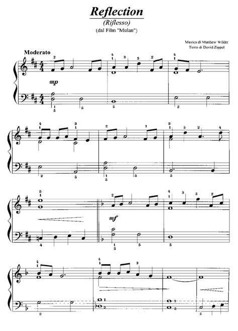 Mulan Reflection Easy Piano Sheet Music Easy Sheet Music