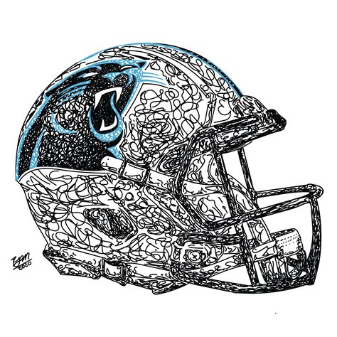 Carolina Panthers Helmet Drawing Digital Download With Color Etsy