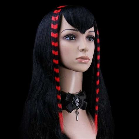 Red And Black Stripes Clip In Hair Extensions By