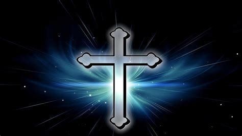 Cross In Lightning Blue And Black Background Hd Cross Wallpapers Hd