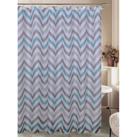 Casey Teal And Gray Chevron Shower Curtain At Home