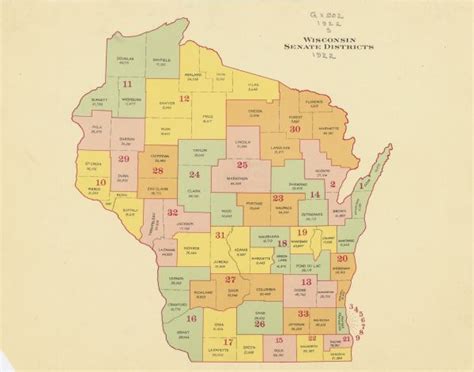 Wisconsin Senate Districts Map Or Atlas Wisconsin Historical Society