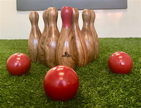 outdoor wooden skittles bowling lawn game set etsy