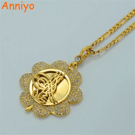Anniyo Metal Coin Necklace For Turks Gold Color Turkey Womens Arab