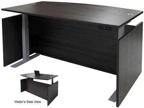 Adjustable Height Bow Front Desk In Charcoal Welcome Center Furniture