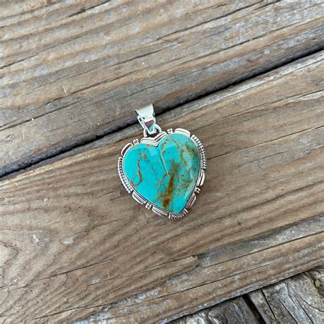 On Sale Beautiful Turquoise Heart Pendant Handmade In Sterling Etsy