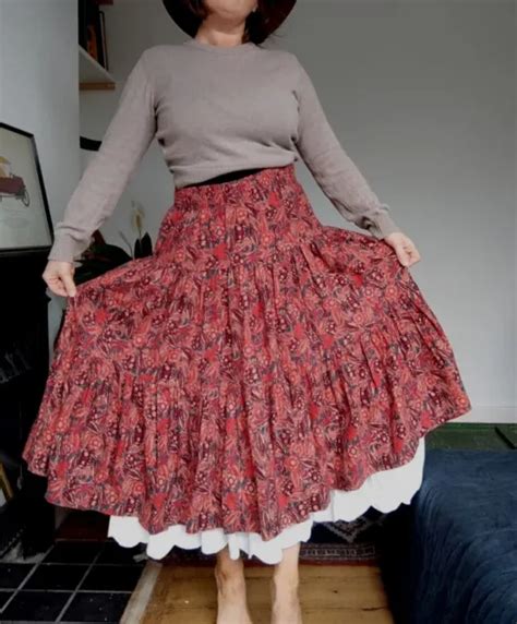 Vintage Laura Ashley 70s Made In Wales Carno Tiered Gypsy Skirt Size M