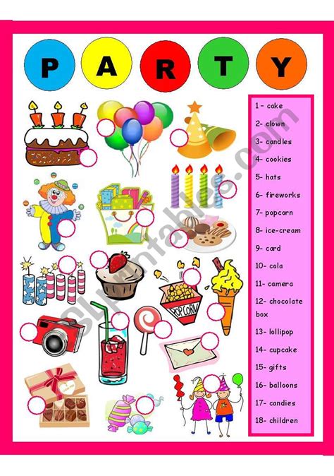Party Exercise Esl Worksheet By Amna 107