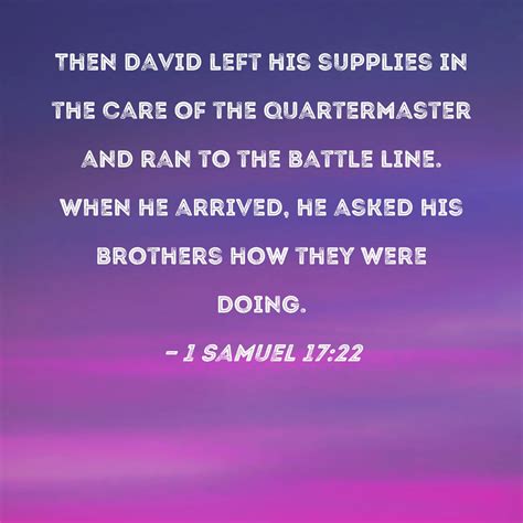 1 Samuel 1722 Then David Left His Supplies In The Care Of The