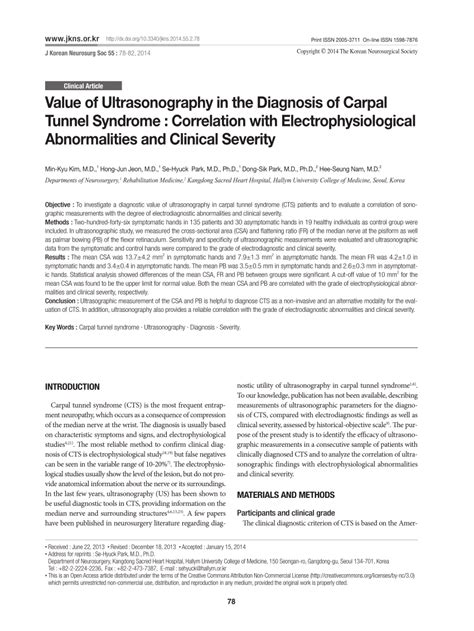 Pdf Value Of Ultrasonography In The Diagnosis Of Carpal Tunnel