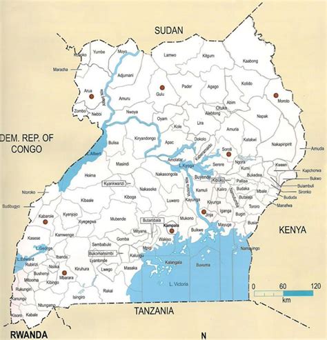 Detailed Map Of Uganda Uganda Detailed Map Vidiani Maps Of All