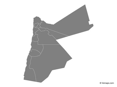 Grey Map of Jordan with Governorates | Map vector, Vector ...