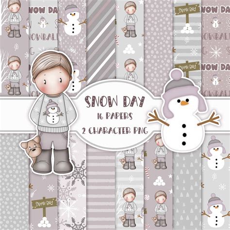 Digital Snowmen Papers 16 Digital Christmas Papers Snow Day Andy