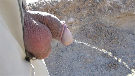 Outdoor Soft Cock Foreskin Pulled Back Pissing Urinating