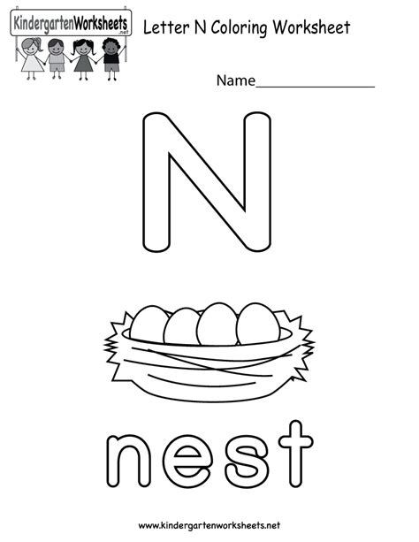 Letter N Coloring Page For Preschool 270 Crafter Files