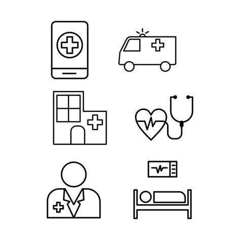 Hospital Admission Emergency Icon Set Vector Symbol Isolated On White