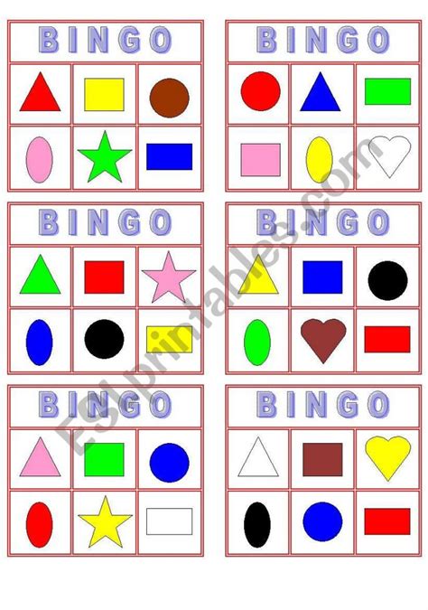 Color Shape Bingo Esl Worksheetyarith Printable Bingo Cards