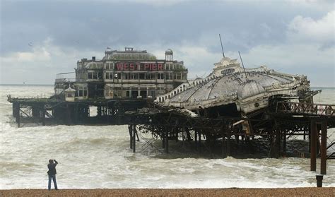 Brightons Abandoned West Pier Between Its First And Second Fire R