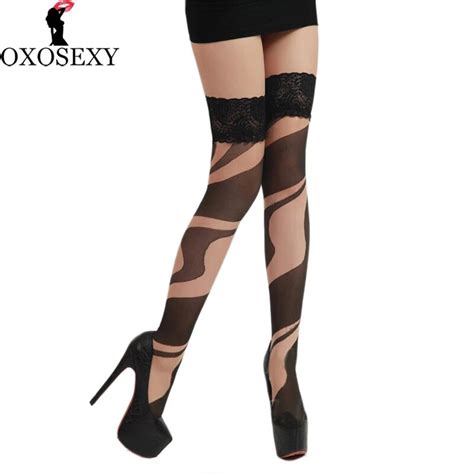 2018 New Silicone Non Slip Women Knee High Lace Stockings Over The Knee Female Sexy Stockings
