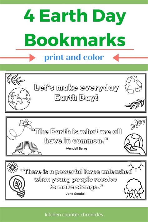 Get Creative Printable Earth Day Bookmarks For Kids To Colour